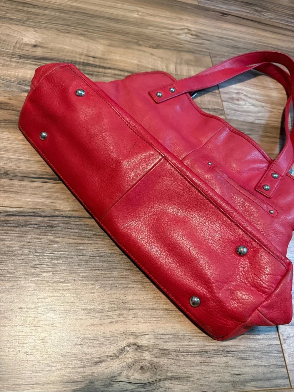 b. makowsky Red Leather Shoulder Tote